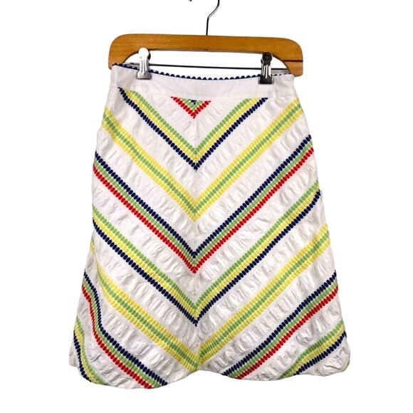 Fei Anthropologie Skirt Size 4 A-line white multicolor chevron stripes - Picture 2 of 10